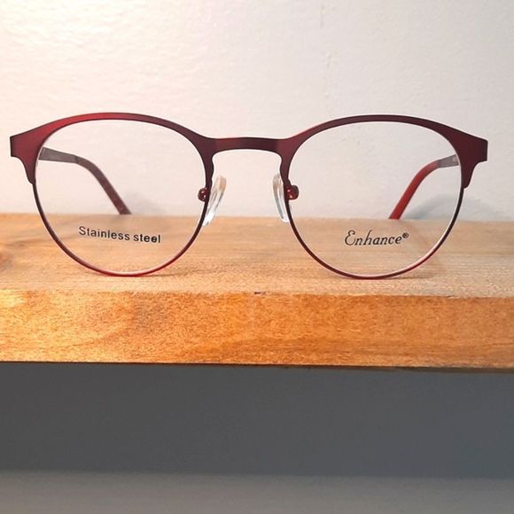 Enhance Other - NEW prescription-ready Eyeglass Frame burgundy/red STAINLESS STEEL youth glasses